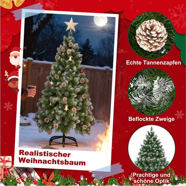 FIVMEN Künstlicher Weihnachtsbaum Künstlicher Weihnachtsbaum PVC Tannenbaum Christbaum mit Schnee-Effekt – Bild 3