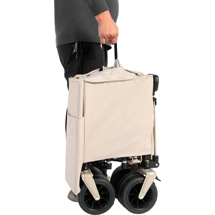 Faltbarer Bollerwagen 300L mit All-Terrain-Rädern, 136x54x60 cm, 100 kg, Beige – Bild 9