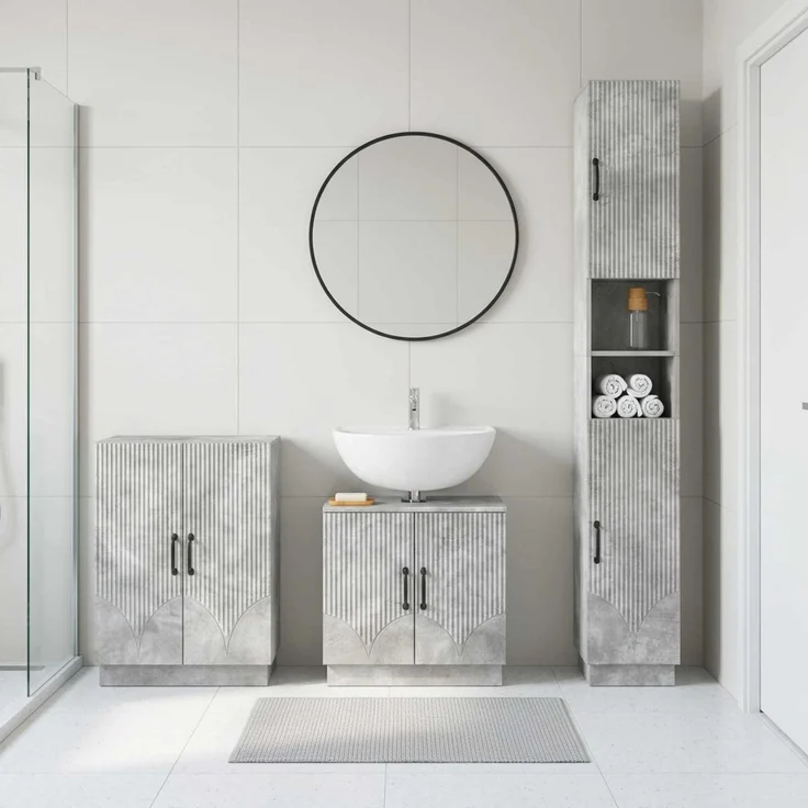 vidaXL 3-teiliges Badezimmer-Schranksystem HOORN Betongrau 3417471 – Bild 1