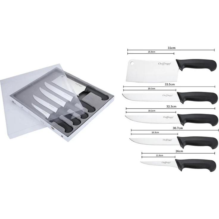 Messer Küchenmesser Kochmesser Messerset 5-tlg. Cheffinger CF-BG12 schwarz – Bild 1