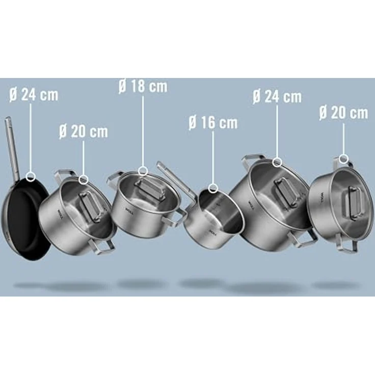 WOLL Topf-Set Steel, Edelstahl (Set, 10-tlg), hochwertiger, korrosionsbeständiger Edelstahl – Bild 2