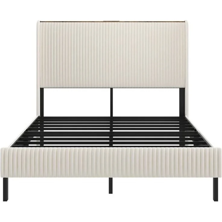 MODFU Polsterbett Gepolstertes Plattformbett mit Stoffköpfchen (Flügelkantendesign – rutschfest & geräuscharm. Robuste Metalllatten, 1-tlg, 160*200) – Bild 4