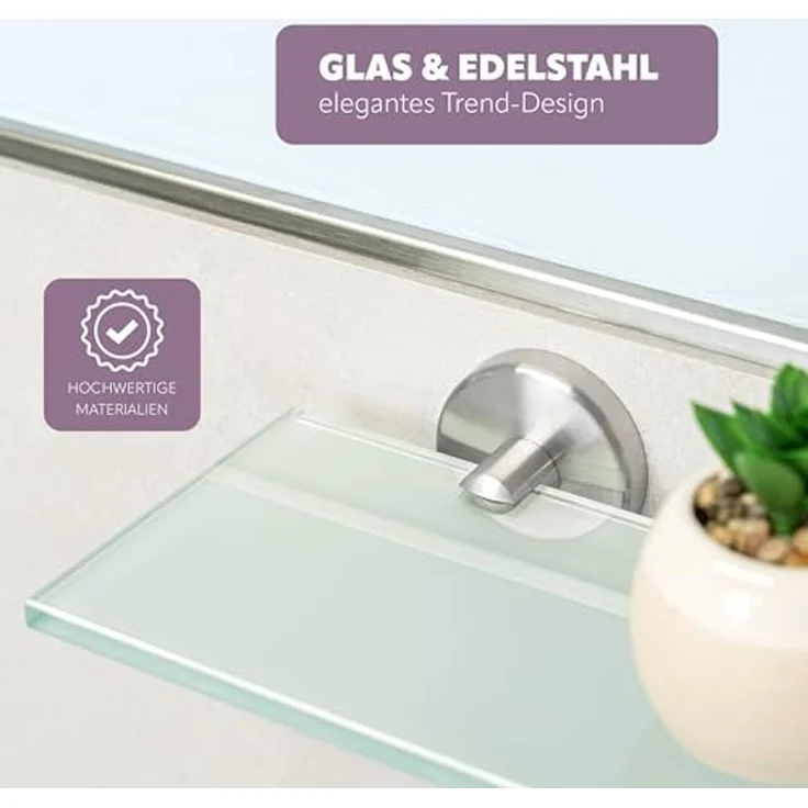 bremermann Wandregal Bad-Serie PIAZZA - aus Glas und Edelstahl, matt – Bild 5