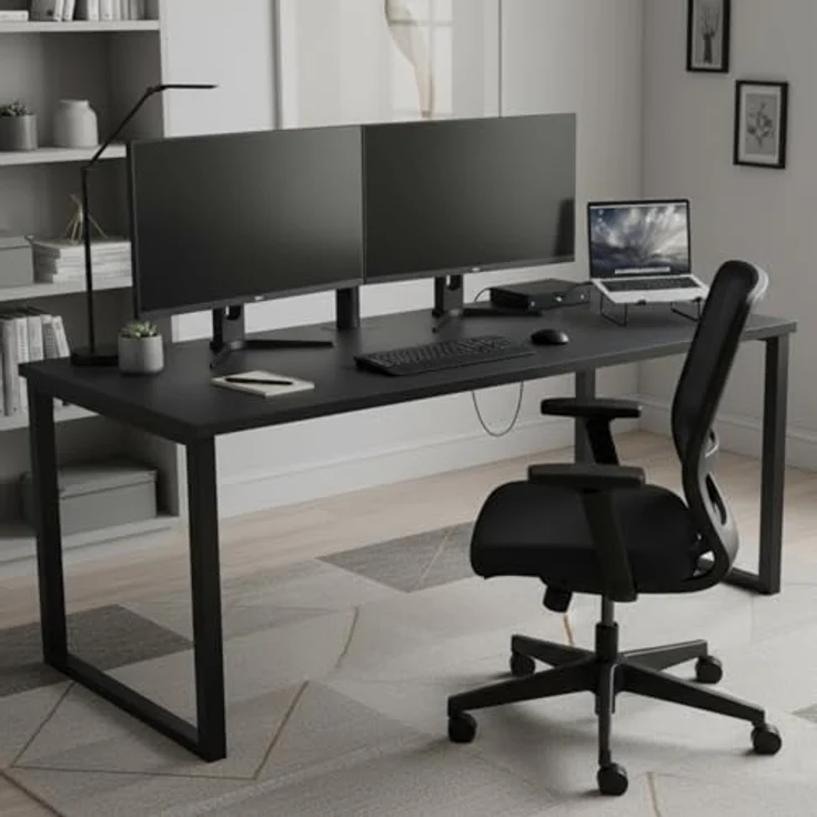 AUPROTEC Tischplatte 28mm schwarz 200x60 cm I Spanplatte mit 1mm ABS Kante & PU-Verleimung I melaminharzbeschichtet I elegant & wasserabweisend – Bild 2