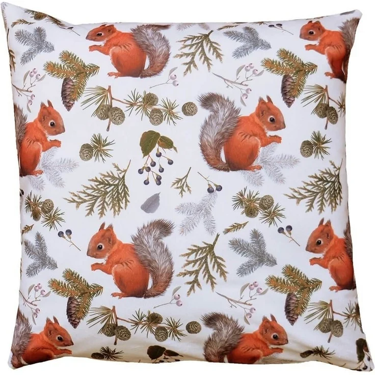 matches21 HOME & HOBBY Kissenbezüge Kissen-Bezug Eichhörnchen Winter Weihnachten Motiv bunt 40x40 cm, (1 Stück), Wohnzimmer Kissen-Hüllen als Deko-Kissen Zier-Kissen Sofa-Kissen – Bild 1