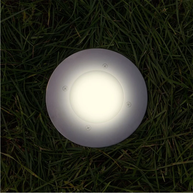 Solar LED Bodeneinbaustrahler 6er SET für Außen, Edelstahl rund Ø14cm IP67 – Bild 8