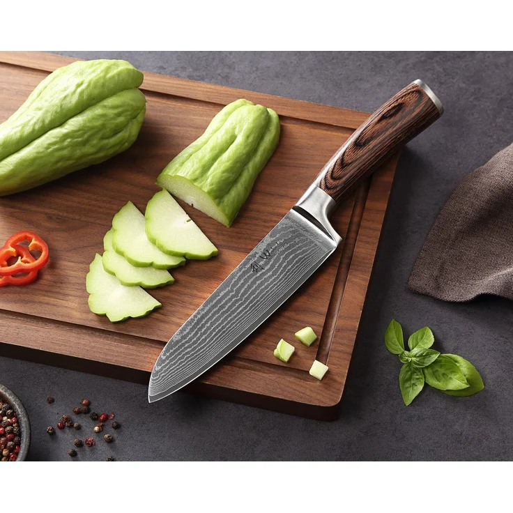 Wakoli Messer-Set EDIB Santoku Set I Kochmesser Küchenmesser-Set I 12 und 17cm Klingen (Damastmesser mit Geschenkbox, 2-tlg, 2er Damastmesser-Set), 67 Lagen Damaststahl, VG-10 Stahlkern – Bild 1