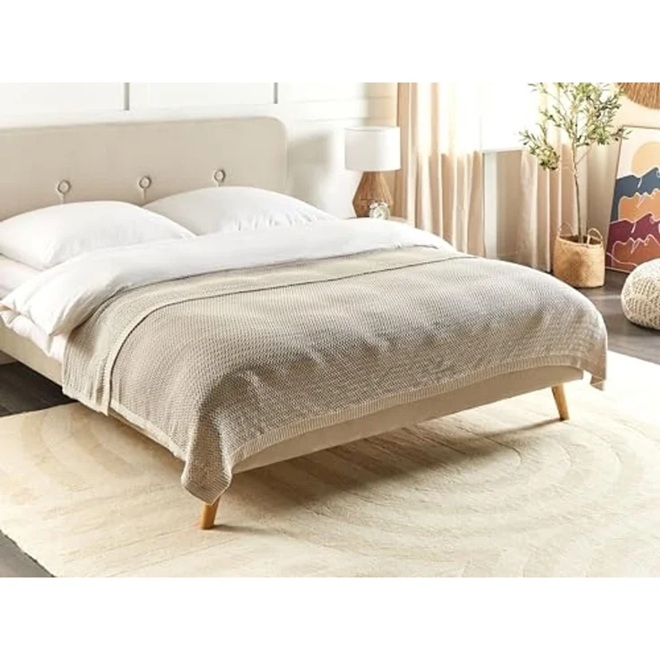 Tagesdecke ILEN Baumwolle 150 x 200 cm Helles Beige – Bild 2
