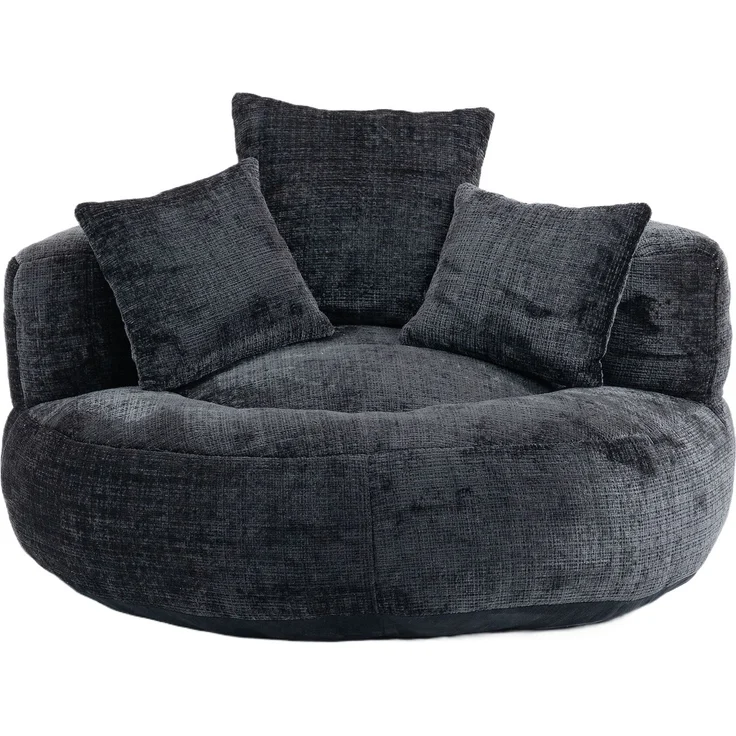 LVHOM XXL Sitzsack Chenille mit 3 Kissen, Lazy Sofa Kuschelig & Atmungsaktiv, Memory Foam Split, 108x108x52cm – Bild 2