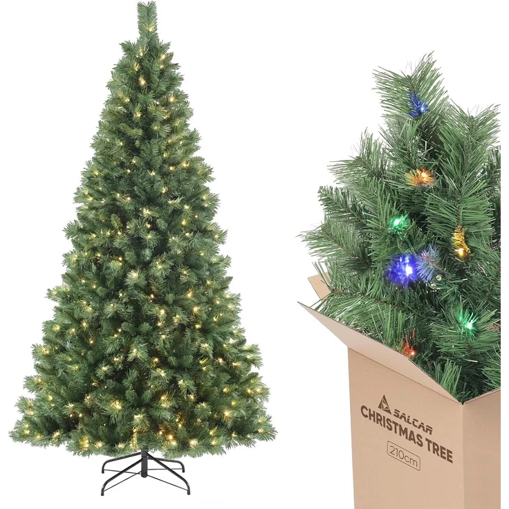 SALCAR Künstlicher Weihnachtsbaum 2,1 m mit Beleuchtung – Bild 1