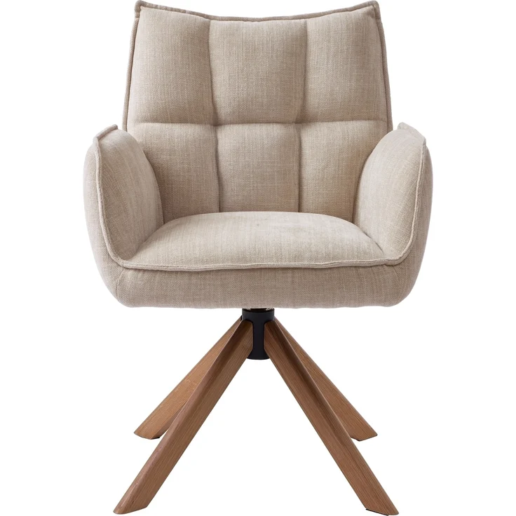 Armlehnstuhl >Marilla< (2er-Set) drehbar, Federkern, Chenille beige - 59x86x65 (BxHxT) – Bild 2