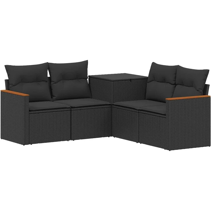 vidaXL Sofa Set 5 stk. Schwarz Polyrattan und Stahl 3447931 – Bild 2