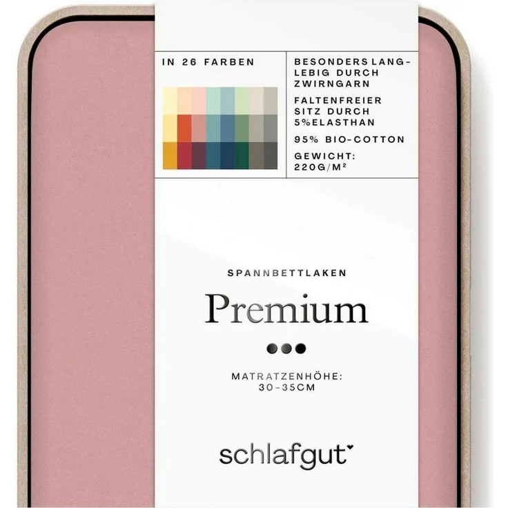 Schlafgut Spannbettlaken Premium, Gummizug: rundum, (1 Stück), Mako-Zwirn-Jersey, Purple Mid, XL 180x200 cm - 200x220 cm – Bild 2