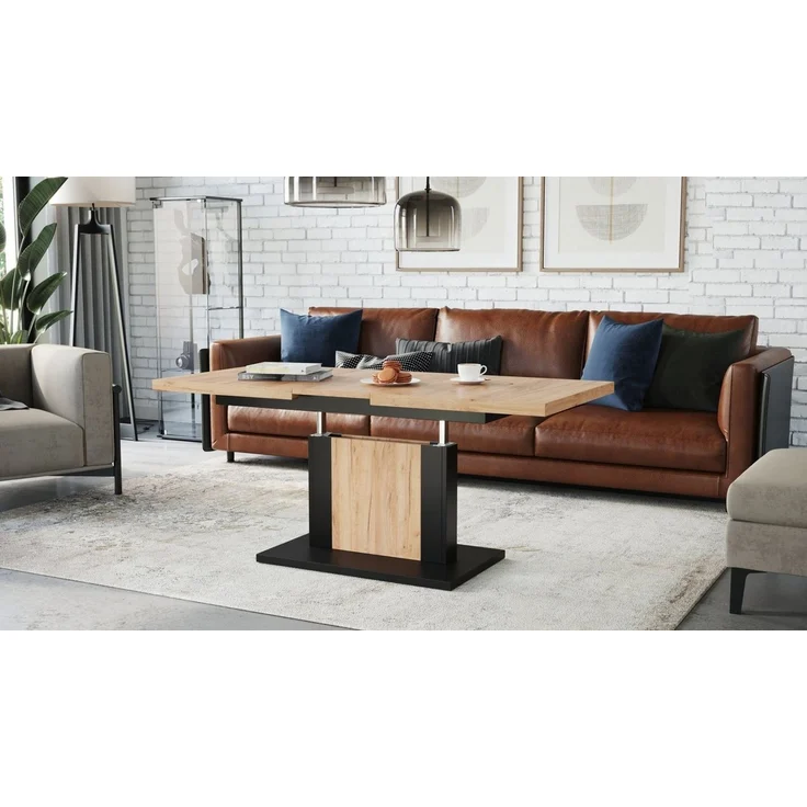 designimpex Couchtisch Design Orion stufenlos höhenverstellbar ausziehbar Esstisch – Bild 2