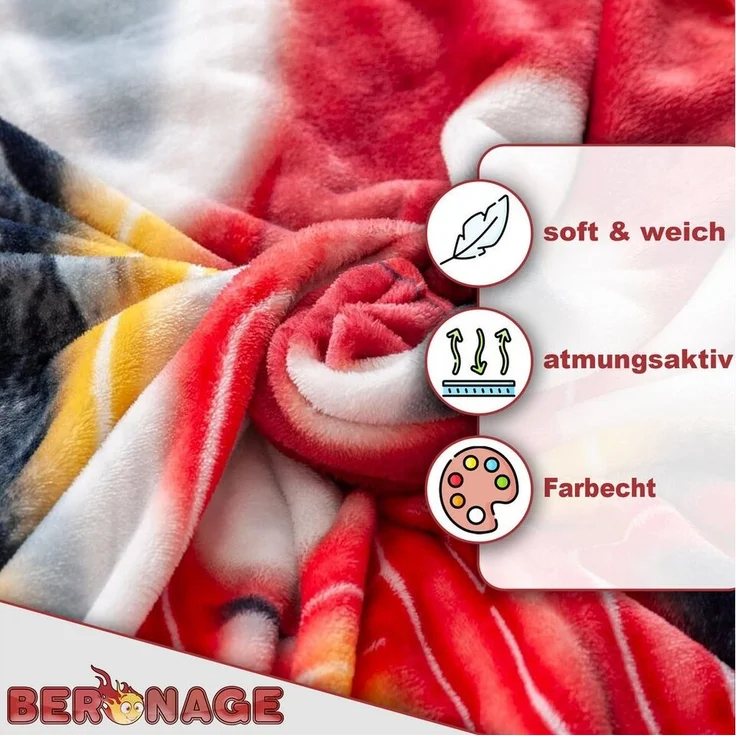 Wohndecke NFL Kansas City Chiefs Decke 150x200cm Wellsoft Kuscheldecke Wohndecke, BERONAGE, passend zur Bettwäsche, ideal für Sofa, Couch, Bett, Auto, Camping – Bild 2