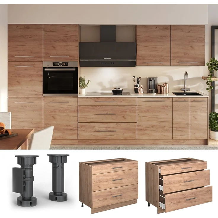 Küchenunterschrank Fame-Line Goldkraft Eiche/Goldkraft Eiche 100 cm, AP Eiche Vicco – Bild 4