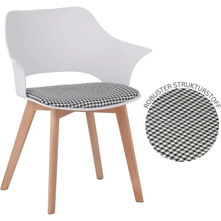 ALBATROS Esszimmerstühle 4er Set AALBORG, Weiß - Beine aus Buche Massiv-Holz, Skandinavisches Retro-Design, bequemer Schalenstuhl - Eleganter Küchenstuhl, Stuhl Esszimmer für Esstisch – Bild 6