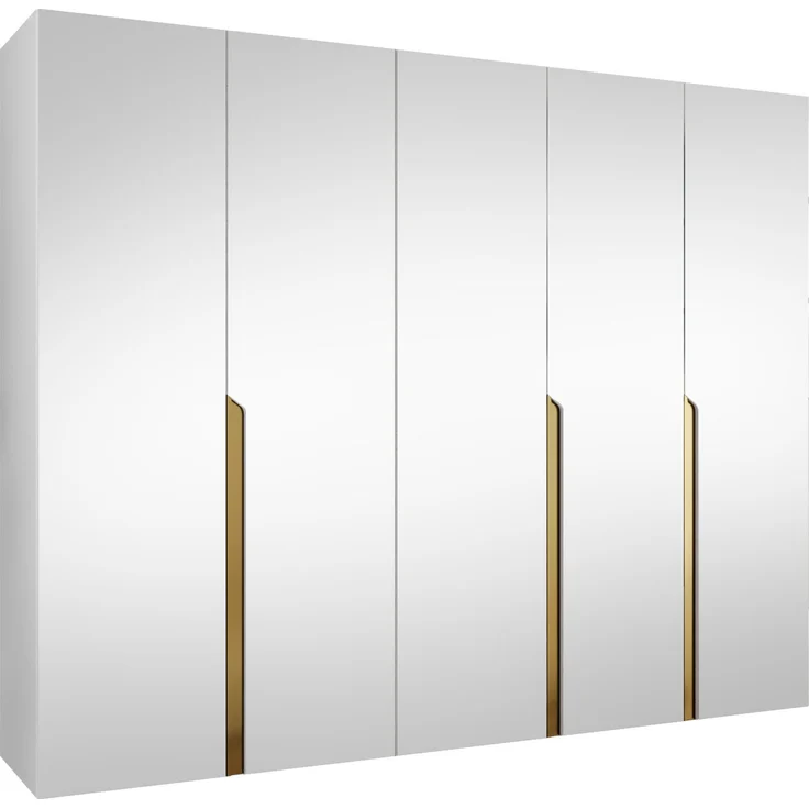 Kleiderschrank Veluna III 250 (Farbe: Weiß / Weiß + Gold) – Bild 1