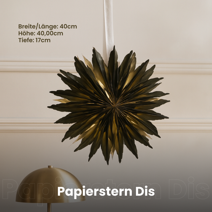 Star - Papierstern Dis Grün 40 cm - stilvoller halbtransparenter Weihnachtsstern für Innen, perfekt für Fenster & Wand – Bild 3