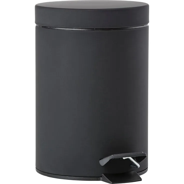 Zone Denmark Pedaleimer Solo, Treteimer, Mülleimer, Kosmetikeimer, Badeimer, Stahl, Black, 3 L, 330168