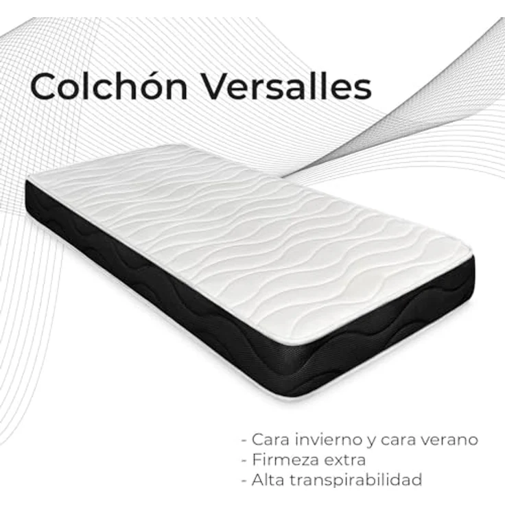 Somnia – Viskoelastische Wendematratze Versalles 120x200, mit Viscosoft, Festigkeit und Komfort, mittlere bis hohe Festigkeit, Winter-Sommer-Seite – Bild 5