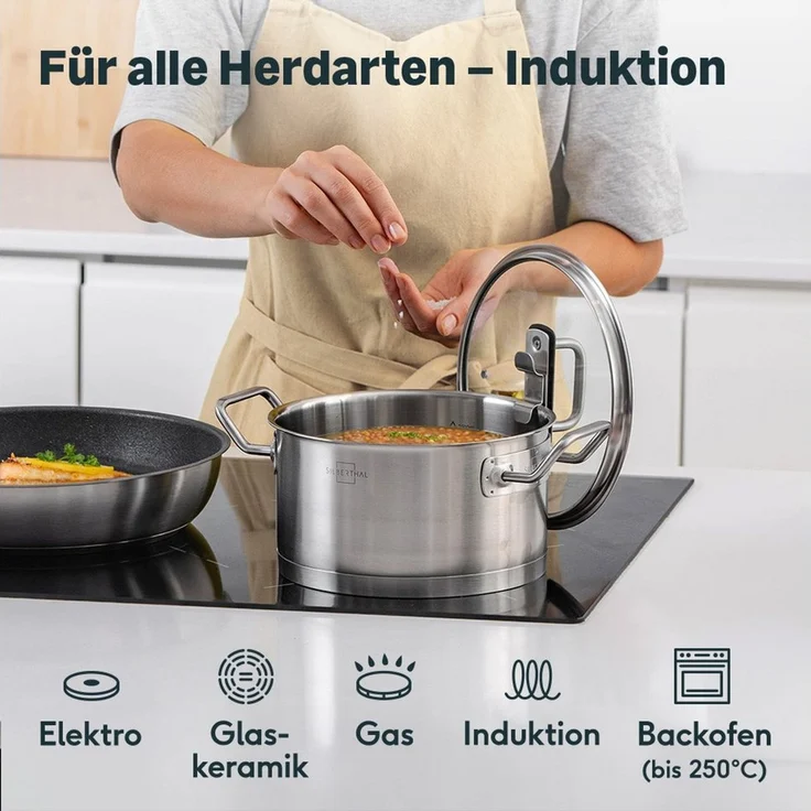 SILBERTHAL Kochtopf Topfset, Edelstahl (2er Set 3,5 & 5,8L, 2-tlg), spülmaschinenfest, rostfrei, induktionsgeeignet – Bild 2