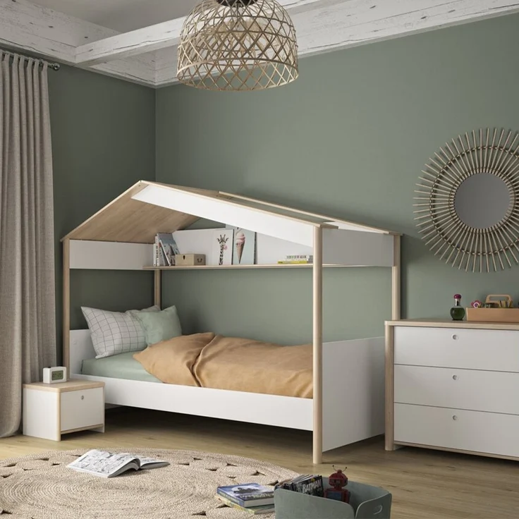 Calicosy Hausbett 90x200 cm – MATIS - Weiß/Holz – Bild 2
