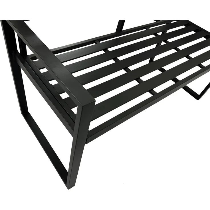 DEGAMO Gartenbank ATLANTA, 2-sitzer 123cm, Aluminium rostfrei in schwarz, modern – Bild 6
