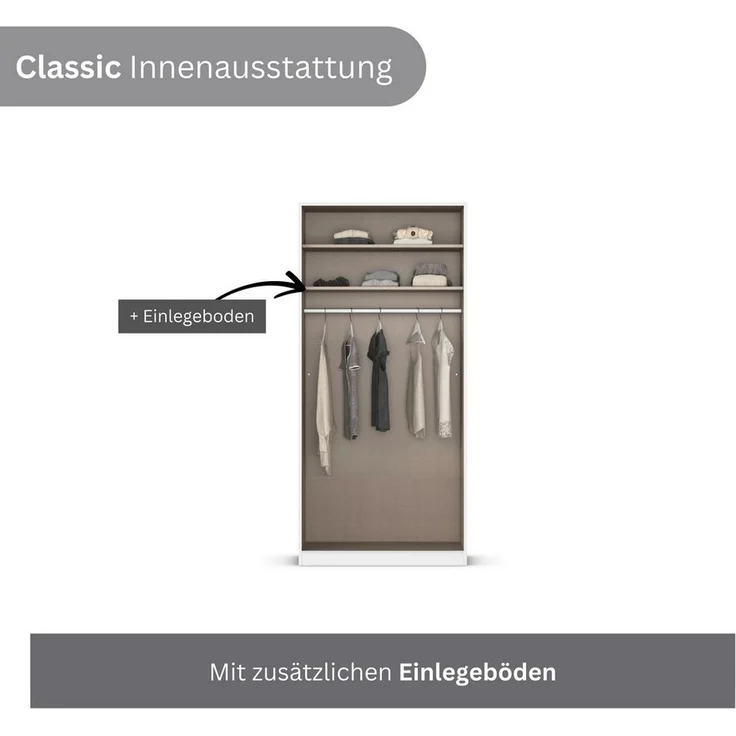 rauch Kleiderschrank Drehtürenschrank Schrank Garderobe Wäscheschrank Schlafzimmer AVOLA (3 verschiedene Ausstattungen BASIC/CLASSIC/PREMIUM (inkl. SOFT-CLOSE) mit hochwertigen Stangengriffen in Schwarz aus Metall MADE IN GERMANY – Bild 1