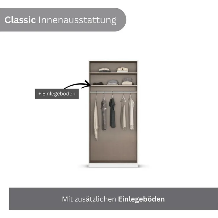 rauch Kleiderschrank Drehtürenschrank Schrank Garderobe Wäscheschrank Schlafzimmer AVOLA (3 verschiedene Ausstattungen BASIC/CLASSIC/PREMIUM (inkl. SOFT-CLOSE) mit hochwertigen Stangengriffen in Schwarz aus Metall MADE IN GERMANY