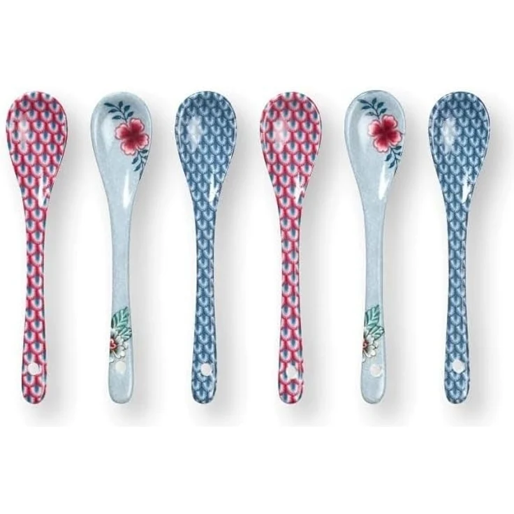 PiP Studio Besteck-Set Flower Festival Oriental Geschenkset Teelöffel blau 13cm, Porzellan, Giftset Teaspoons Oriental Flower Festival Blue 13cm – Bild 3