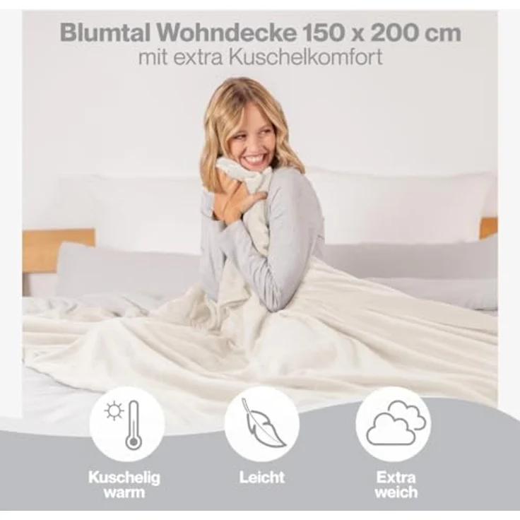 Wohndecke Kuschelige Fleecedecke, Oeko-Tex zertifizierte Decke, Blumtal – Bild 5