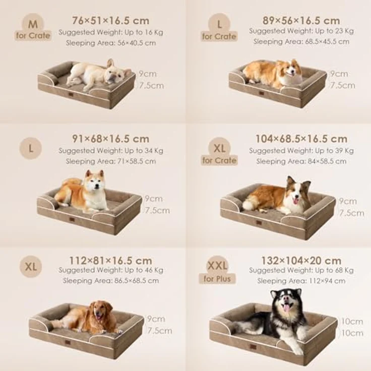 EHEYCIGA Orthopädisches Hundebett Kleine Hunde, Memory Foam, Mittelgroße Hunde, Waschbar, Wasserdicht rutschfest, mit Hohem Rand – Bild 6