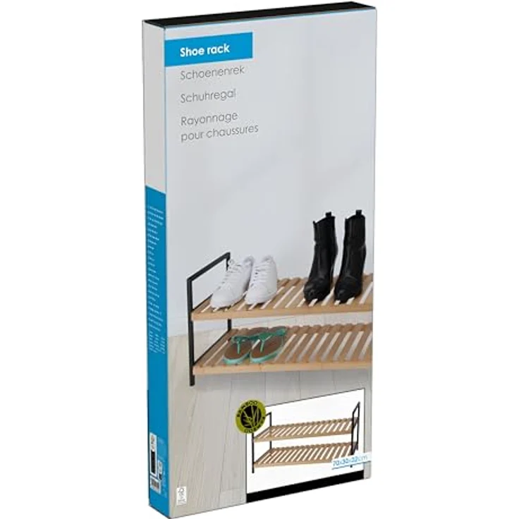 KOOPMAN Bambus Shoerack, 2-lagiges Schuhregal aus umweltfreundlichem Bambus, platzsparend und leicht montierbar – Bild 4