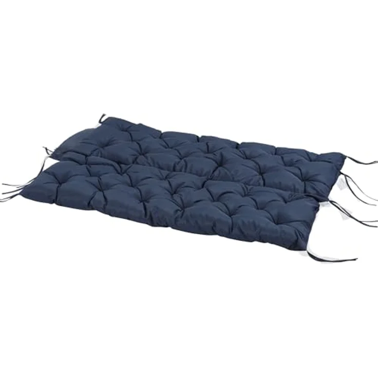 Outsunny Bankauflage 3 Sitzer, 150 x 98 x 8 cm, mit Bändern, Outdoor/Indoor, (Set, 1 St, 1 Sitzkissen), für Gartenmöbel, Fensterbank Sitzbank, Hollywoodschaukel, Blau – Bild 9