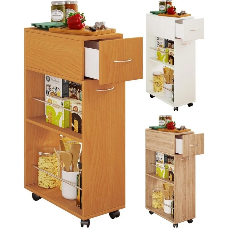 VCM Küchenmöbel Servierwagen Tusal 916896 Weiß H. 85 x B. 25 x T. 50 cm – Bild 5