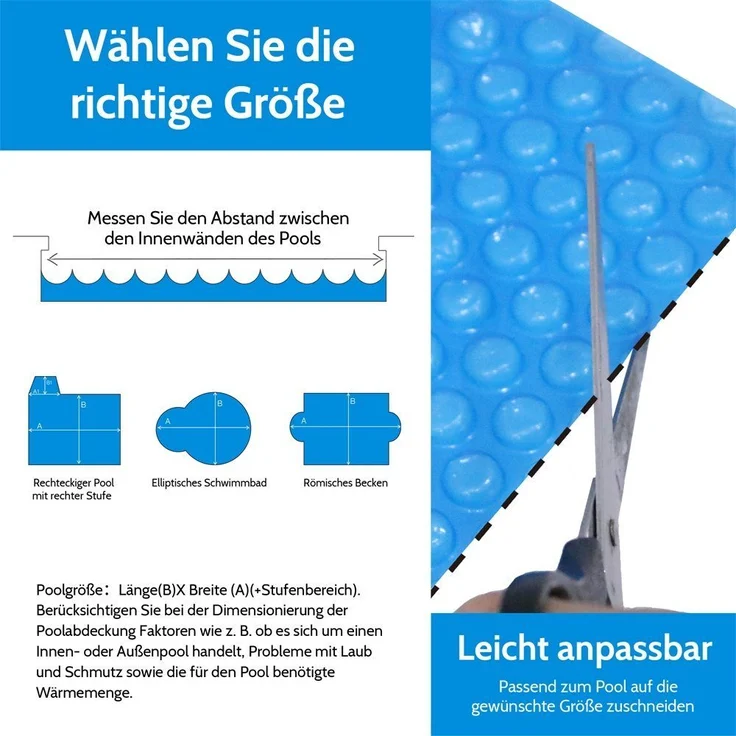 Solarfolie Solarplane Solarheizung Abdeckplane Poolheizung Wärmeplane Blau 366cm – Bild 5