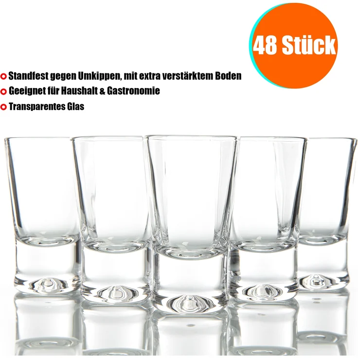 BigDean 48er Set Schnapsgläser 2cl - robuste + hochwertige Shotgläser aus Glas - spülmaschinenfest lebensmittelecht - standfest gegen Umkippen – Bild 3