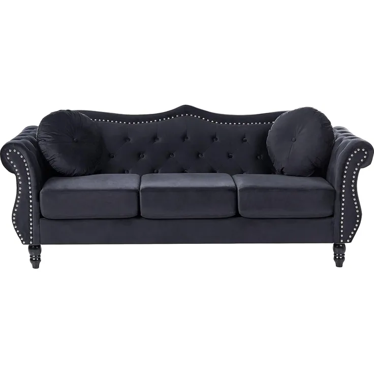 Sofa 3-Sitzer SKIEN Samtstoff Schwarz
