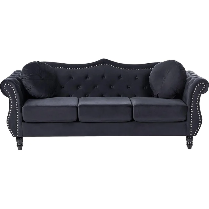 Sofa 3-Sitzer SKIEN Samtstoff Schwarz – Bild 1