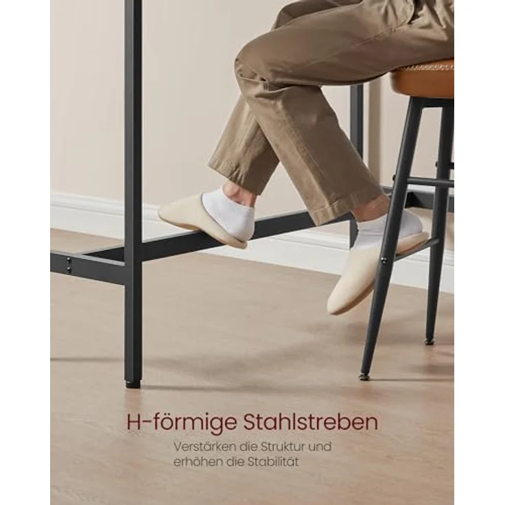 Vasagle Bartisch, Küchentisch, Küchentresen, rechteckiger Stehtisch, Metallgestell, 40 x 120 x 90 cm, einfacher Aufbau, schmal, Industrie-Design, ebenholzschwarz-tintenschwarz LBT120B56 – Bild 7