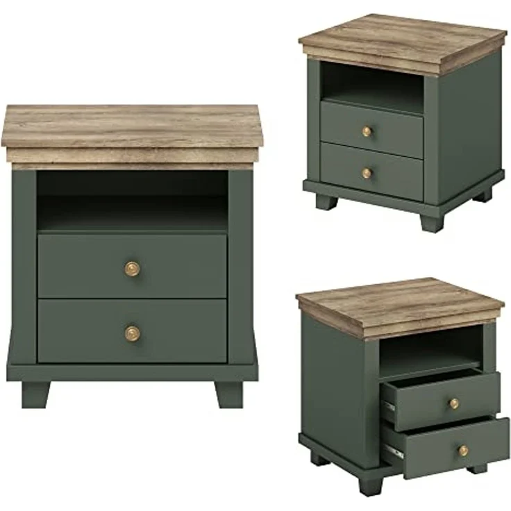 Lomadox Schlafzimmer-Set EPSOM-83, (Spar-Set, 4-tlg), Doppelbett Liegefläche 180x200 cm in grün mit Lefkas Eiche Nb. – Bild 6