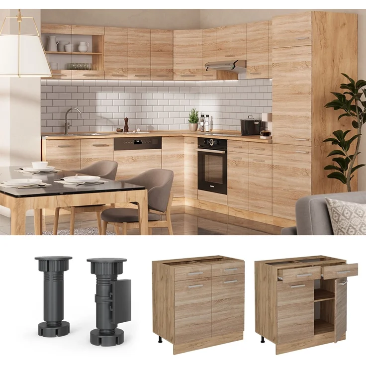 Küchenunterschrank R-Line Sonoma 80 cm ohne Arbeitsplatte Vicco – Bild 3