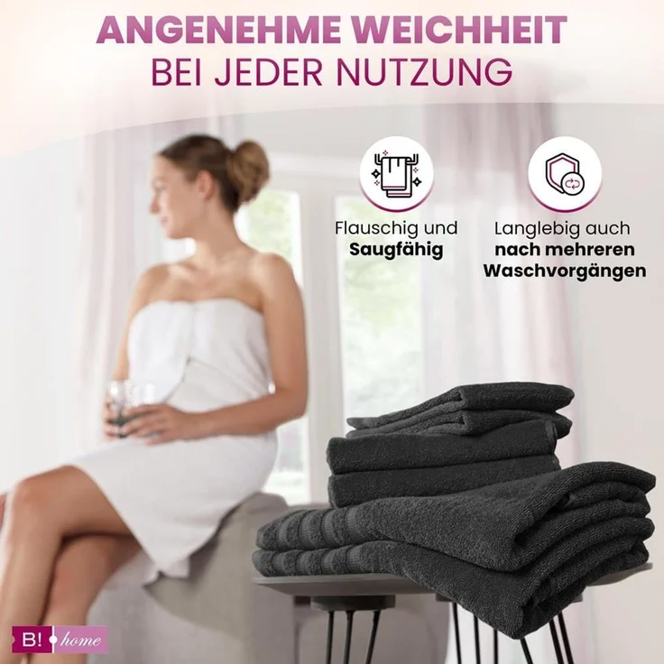 4er Set Handtücher Plain schwarz 50x100 - Farbe: Schwarz, Größe: 50x100 – Bild 2