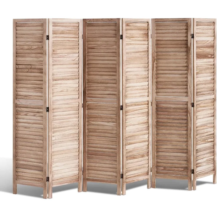 VEVOR Raumteiler Paravent aus Holz 6-teiliger Faltbarer Sichtschutz, 242 cm Langer Raumteiler, tragbarer Dekorationsschirm zur Raumtrennung mit europäischem Still für Zuhause Restaurant Schlafzimmer