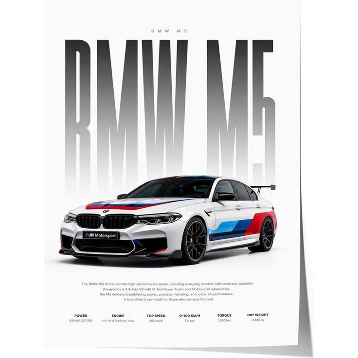 JUSTGOODMOOD Poster Motorsport Limousine Geschenkidee Performance Auto Wandbild Deko Print, (1 St)