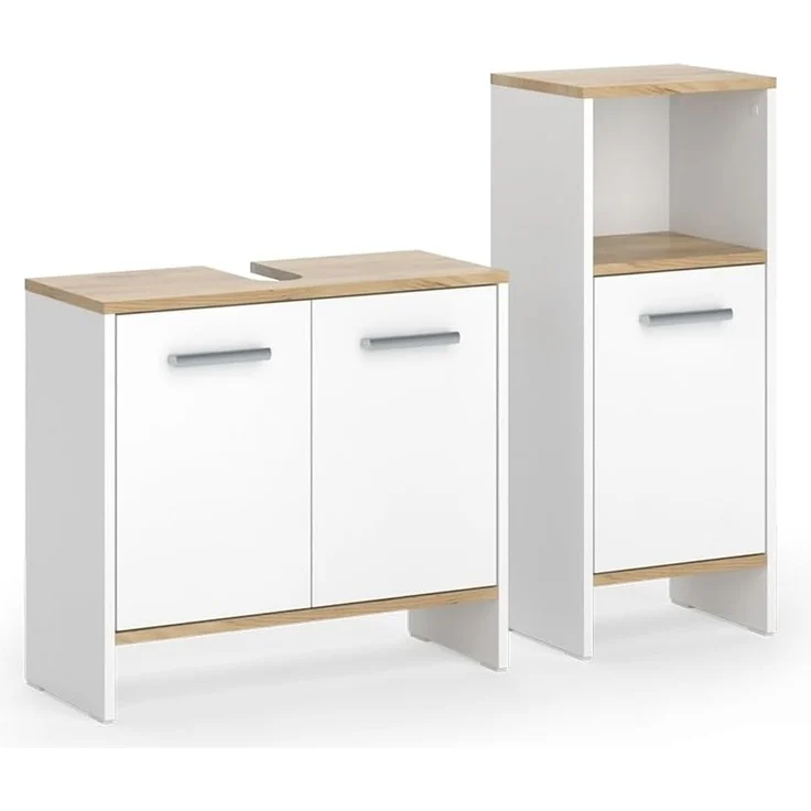 Badezimmermöbel-Set Karli Weiß/Goldkraft Eiche 2-teilig Vicco – Bild 1