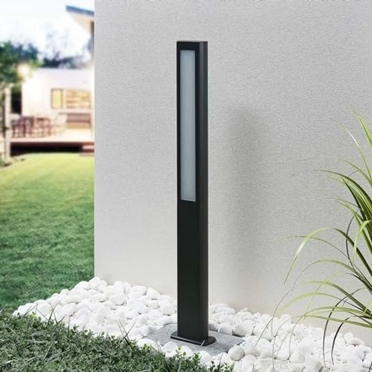 Lucande LED Pollerleuchte Mhairi, LED-Leuchtmittel fest verbaut, warmweiß, Modern, Aluminium-Druckguss, Acryl, anthrazit, weiß, 2 flammig, inkl. – Bild 3