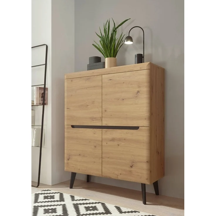 INOSIGN Highboard Torge, Kommode, Schrank, Sideboard, Anrichte, Mehrzweckschrank (1 St), abgeschrägte Füße, drei Farben, Scandi Design, 107 cm breit – Bild 5