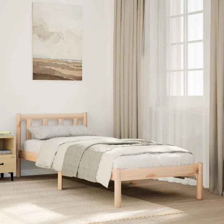 Einzelbetten, Betten für Erwachsene, Massivholzbett Extra Lang ohne Matratze 90x220 Kiefernholz de511 – Bild 2
